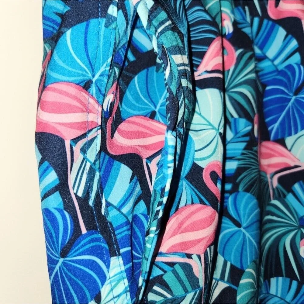 Member's Mark Men's Resort Swim‎ Trunk Flamingo Tropical Leaf Print XL